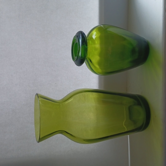 Accents Two Beautiful Small Green Hand Blown Glass Vases Poshmark